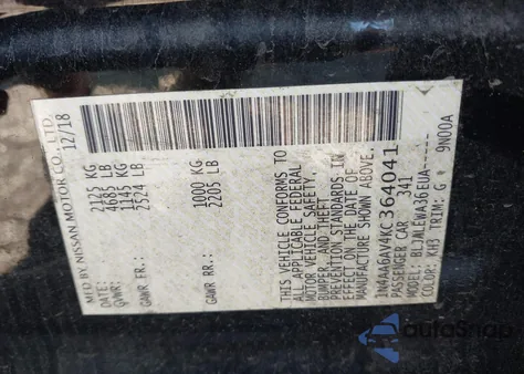 2019 Nissan Maxima S from USA, damaged, VIN 1N4AA6AV4KC364041